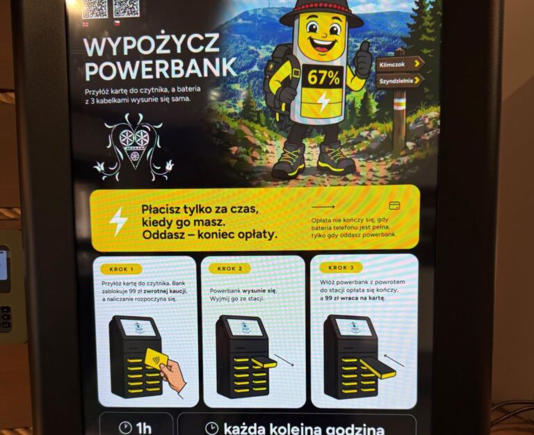 Rozładowany telefon w górach? W Szczyrku uruchomiono pierwszy Powerbankomat